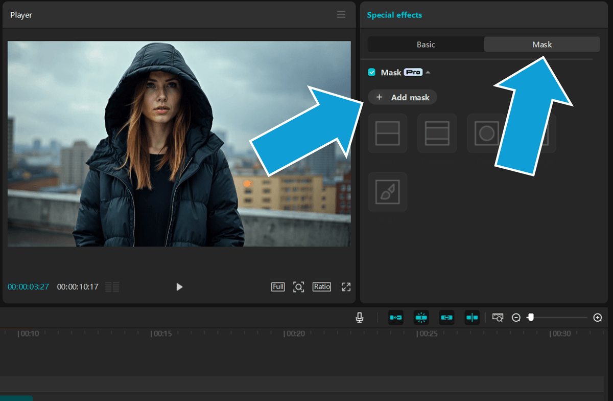 Adding masks to a blur effect in CapCut desktop