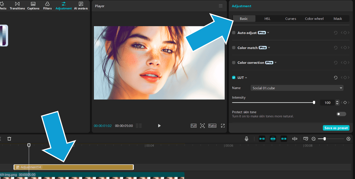 Customizing LUTs in CapCut desktop app