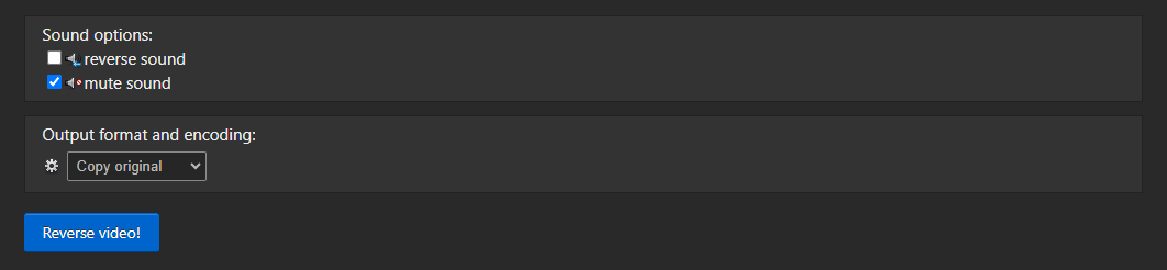 Uploading your video to the ezgif reverse video tool