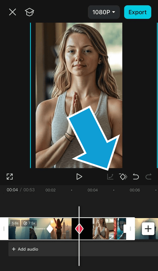Graphs icon in CapCut mobile editor