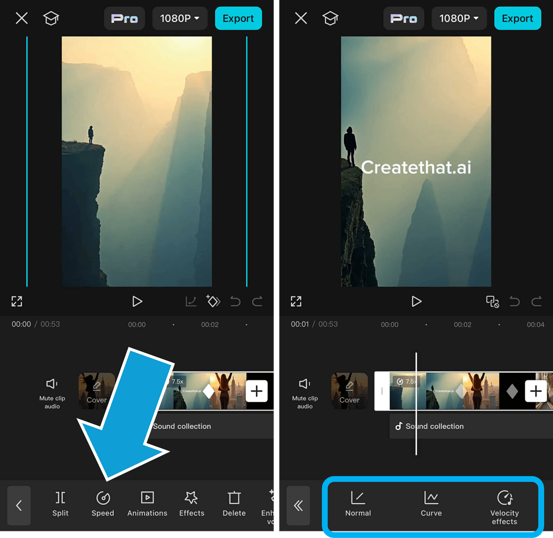Adding slow motion effects in the CapCut mobile app