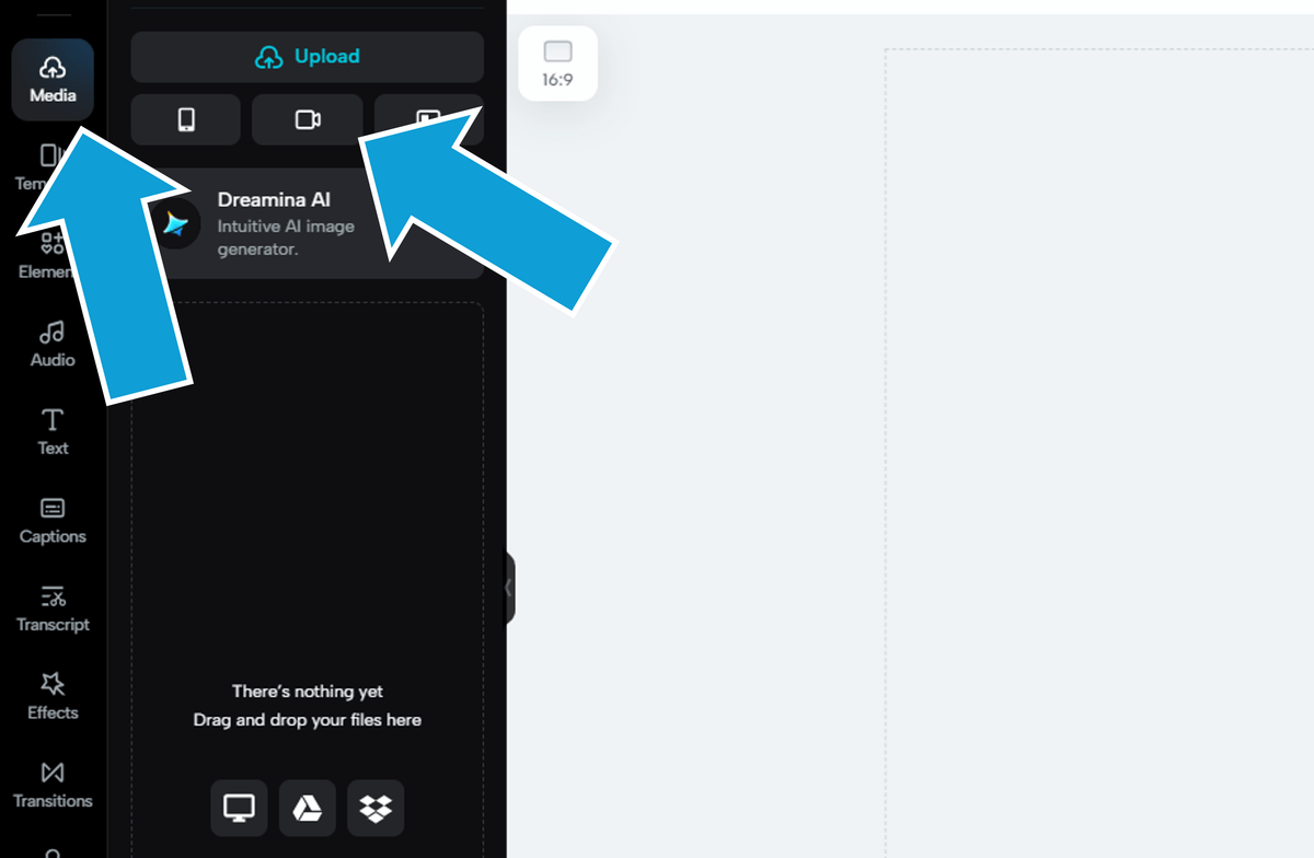 Screen recording in the web based CapCut video editor