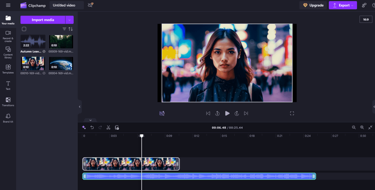 Importing video and audio to the timeline in Clipchamp