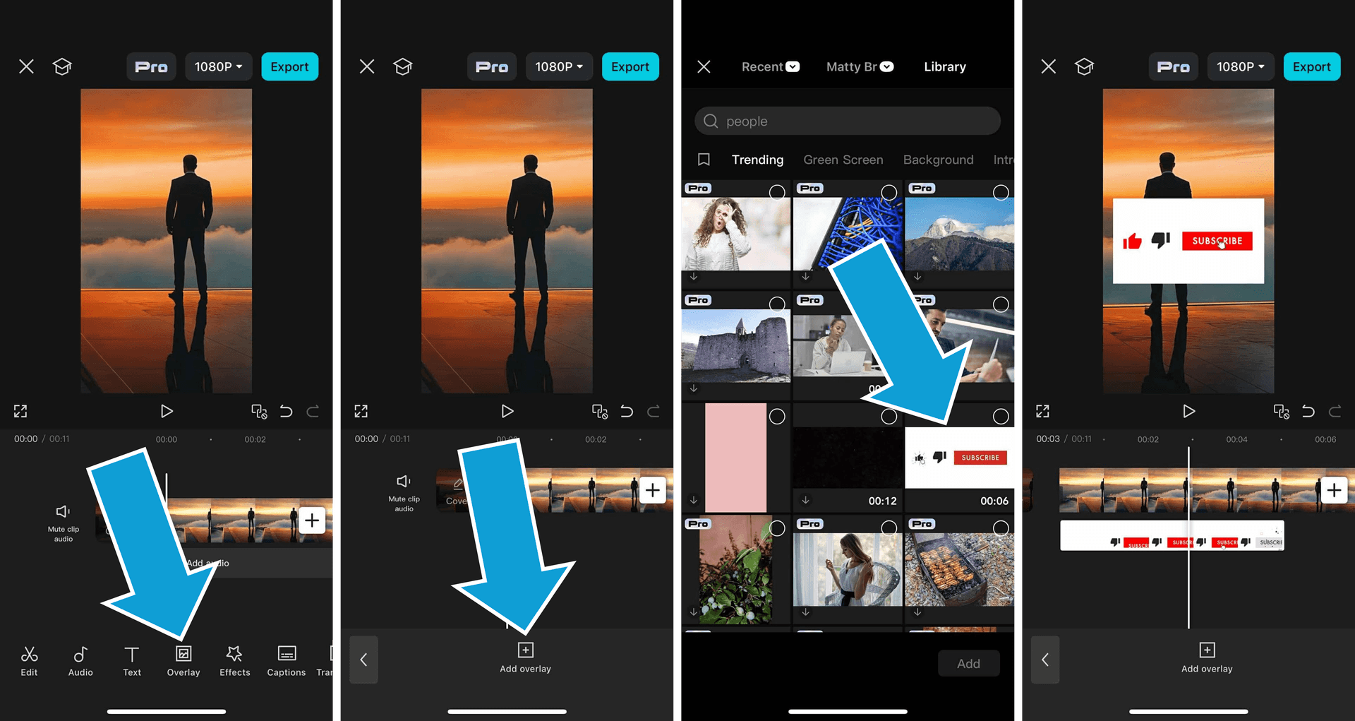 Adding overlays in the CapCut mobile editor