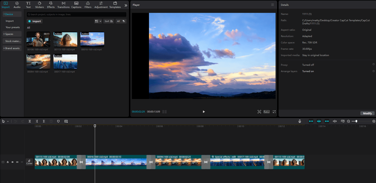 The CapCut desktop user friendly interface