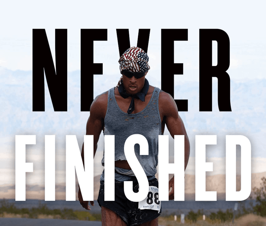 David Goggins motivational 'Never Finished' poster