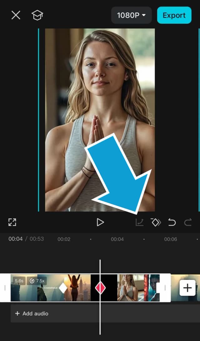 Graphs icon in CapCut mobile editor