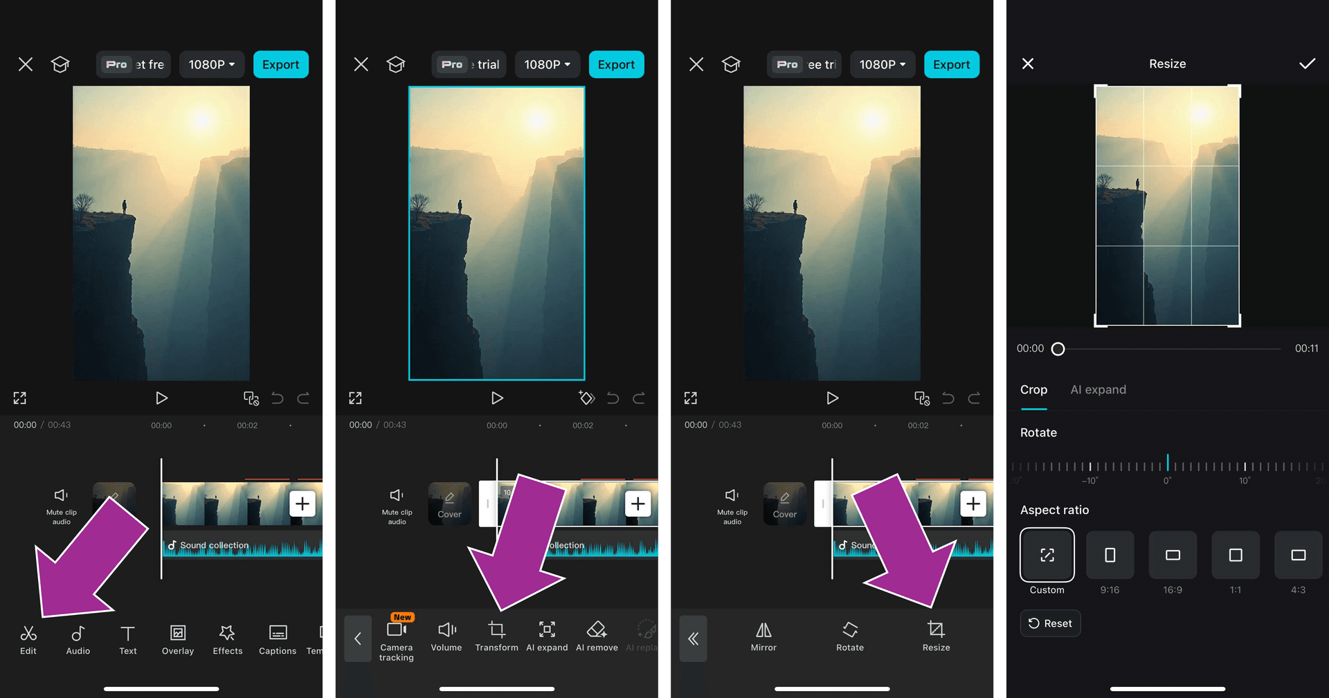 How to crop video in the CapCut mobile app