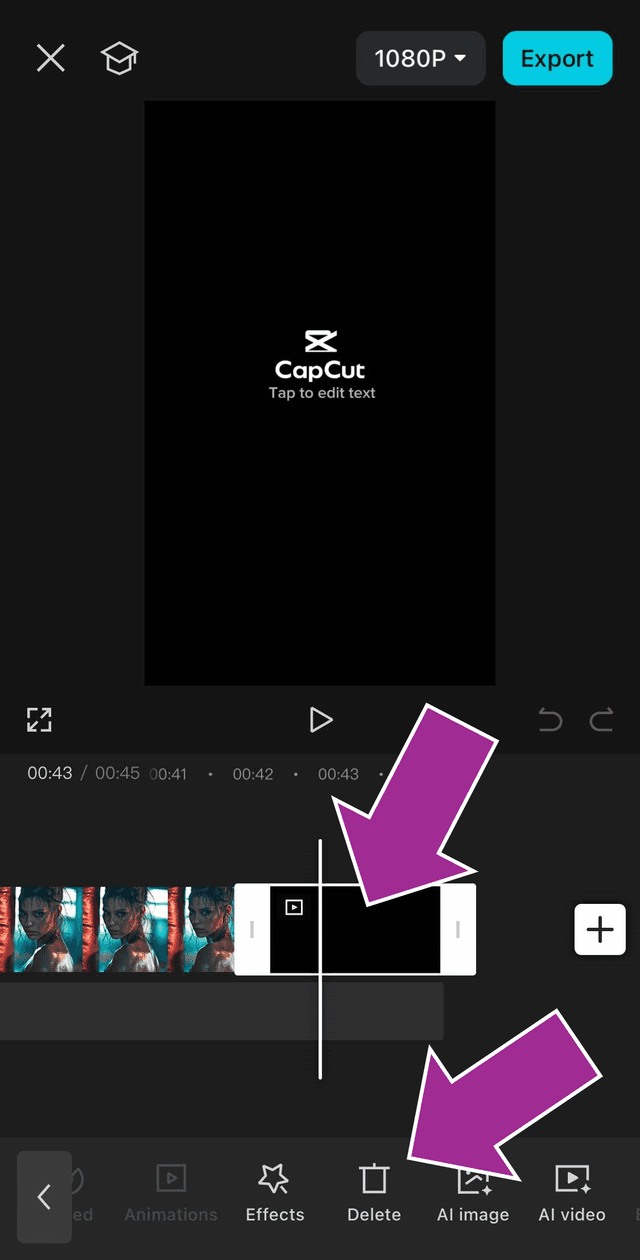 Removing the CapCut watermark template in the CapCut mobile app